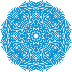 Blue Color Mandala Pattern.Floral Circular Pattern Design.Floral Circular Pattern Design.