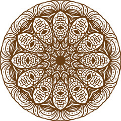 Deep Brown Color Mandala Pattern.Floral Circular Pattern Design.Floral Circular Pattern Design.