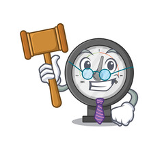 A judicious judge of pressure gauge caricature concept wearing glasses