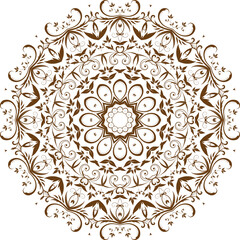 Fototapeta na wymiar Deep Brown Color Mandala Pattern.Floral Circular Pattern Design.Floral Circular Pattern Design.