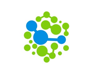 Abstract hexagonal circle connection