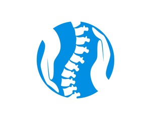 Spine health care with blue circle - obrazy, fototapety, plakaty