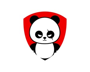 Fototapeta premium Protection shield with angry panda inside