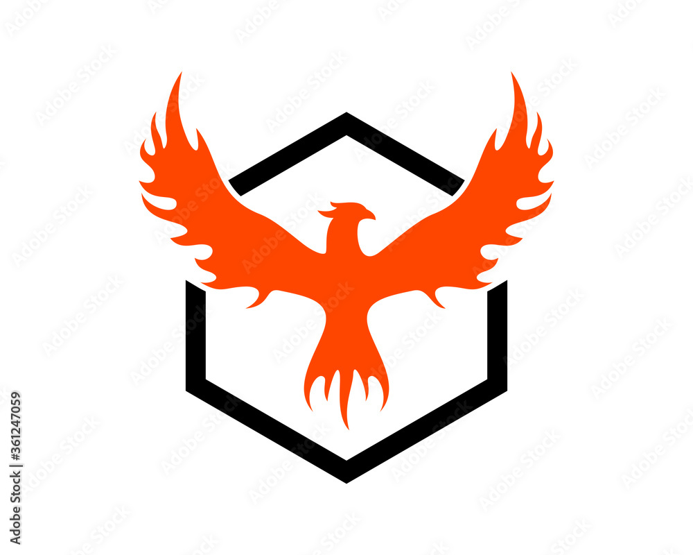 Sticker Phoenix with fire wings