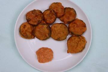 Sponge gourd fritters or gilki ka pakora, Indian food