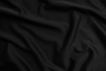 Background texture black cloth. Abstract dark wavy soft. Fabric is wrinkled. Fashion luxury style.