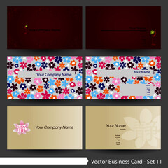 Wine, flower & clean theme business card template: Vector business card template set