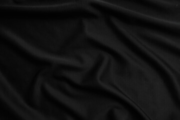 Background texture black cloth. Abstract dark wavy soft. Fabric is wrinkled. Fashion luxury style.