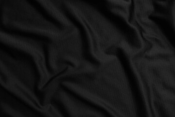 Fototapeta premium Background texture black cloth. Abstract dark wavy soft. Fabric is wrinkled. Fashion luxury style.