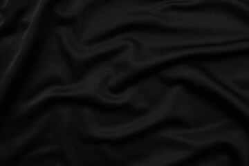 Background texture black cloth. Abstract dark wavy soft. Fabric is wrinkled. Fashion luxury style.
