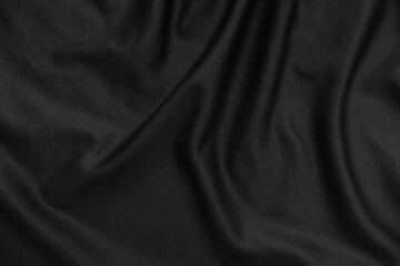 Fototapeta premium Background texture black cloth. Abstract dark wavy soft. Fabric is wrinkled. Fashion luxury style.