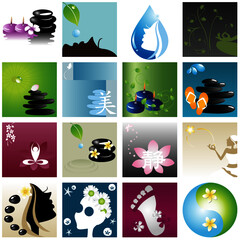 Spa, wellness & summer graphic design elements for cards, banner & background: Vector illustration