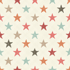 Abstract retro seamless pattern with stars on diagonal texture background. Seamless stars texture. Vector art. 