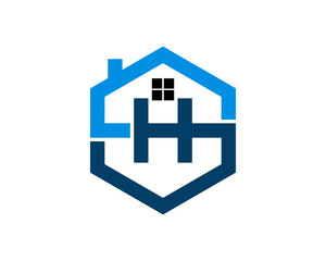 Hexagon house shape with H Letter inside
