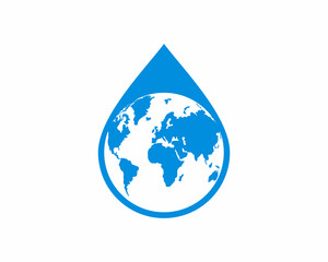 Water drop with globe earth inside