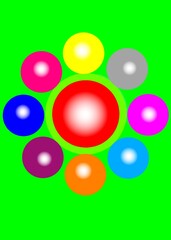 Multicolored circles on a green background - Lilleaker 