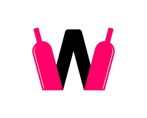 Wine bottle and W letter