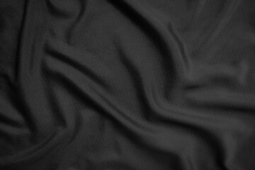 Fototapeta premium Background texture black cloth. Abstract dark wavy soft. Fabric is wrinkled. Fashion luxury style.