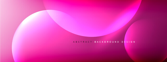 Vector abstract background liquid bubble circles on fluid gradient with shadows and light effects. Shiny design templates for text