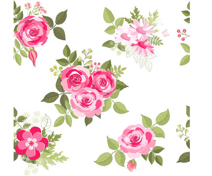 Flowers set. The rose elegant card. Vector illustration.