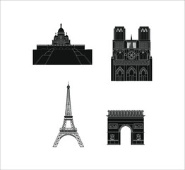 famous buildings of paris city. illustration for web and mobile design.