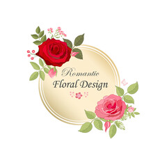 Flowers set. The rose elegant card. Vector illustration.