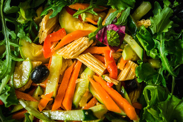 Fresh vegetable salad with soy asparagus. Selective focus. Shallow depth of field.
