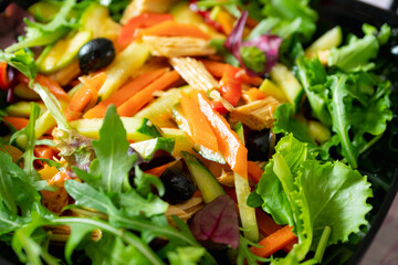 Fresh vegetable salad with soy asparagus. Selective focus. Shallow depth of field.
