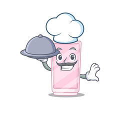 mascot character style of perfume chef serving dinner on tray