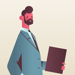 businessman holding folder business man office worker in formal wear male cartoon character portrait vector illustration
