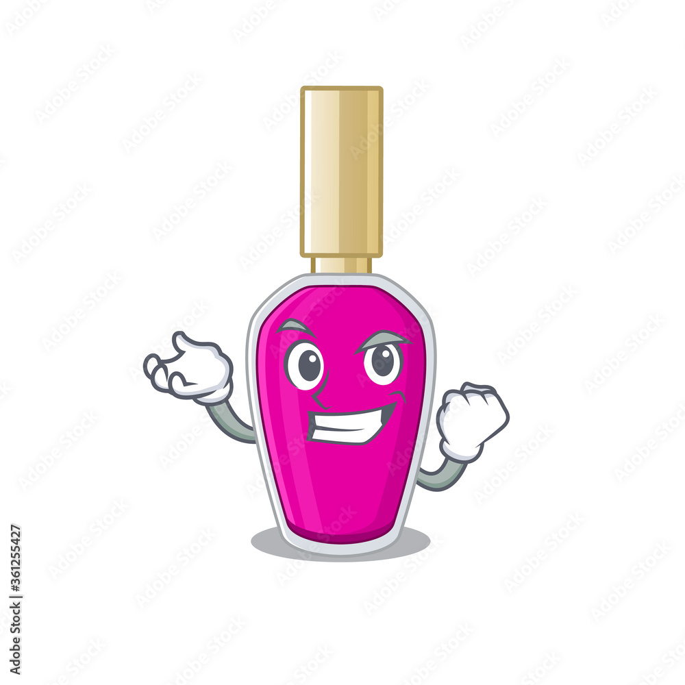 Wall mural A caricature design concept of pink nail polish with happy face