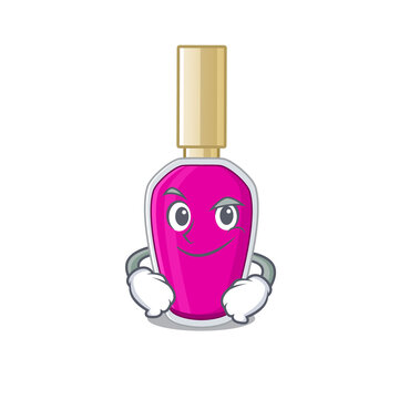 A cute caricature picture of pink nail polish having confident gesture