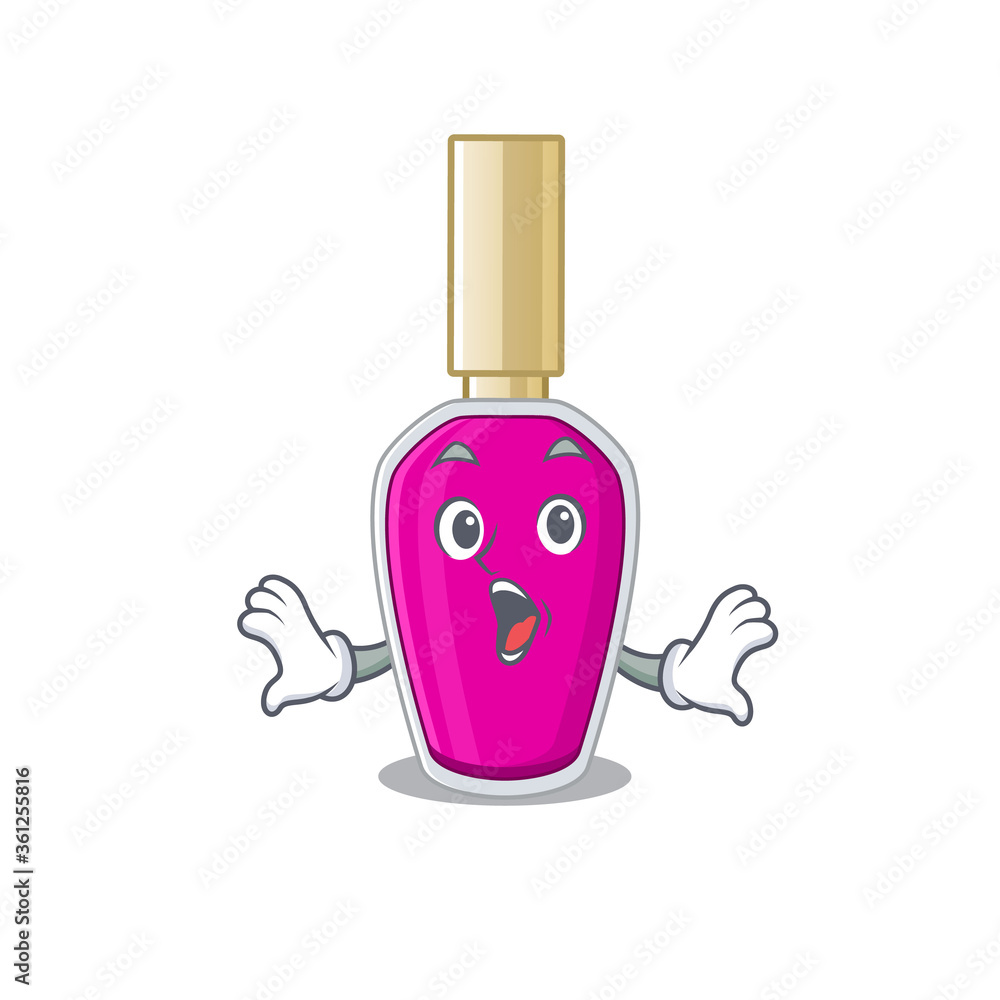 Sticker Pink nail polish mascot design concept showing a amazed gesture