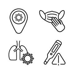set of icons coronavirus protection, protective measures, coronavirus symptoms