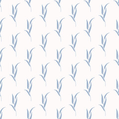 Willow Branch with Leaves Seamless Pattern in a Trendy Minimal Style. Outline of a Botanical Background. Vector Ornament