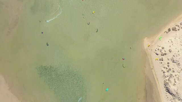 Spain, Canary Islands, Fuerteventura, Jandia Peninsula, Playa de Sotavento de Jandia, Sotavento Kite Lagoon