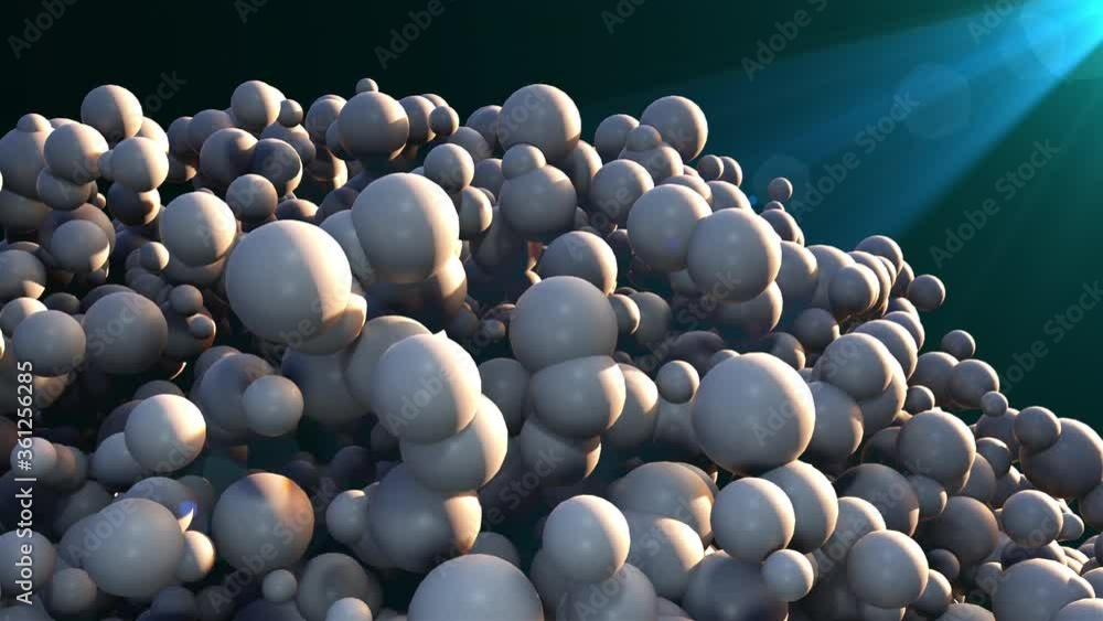 Aufkleber computer generated many spheres with light rays. 3d rendering of abstract background