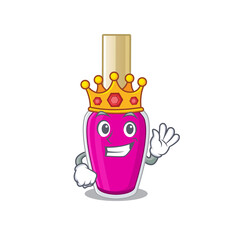 A humble King of pink nail polish caricature design style with gold crown