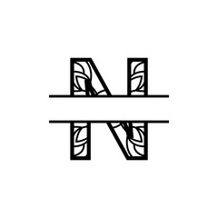 Initial n split monogram mandala vector design template illustration