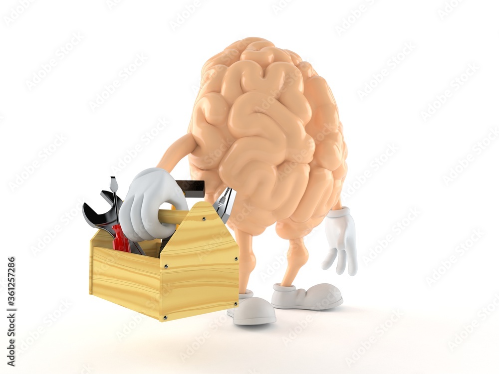 Canvas Prints brain character holding toolbox