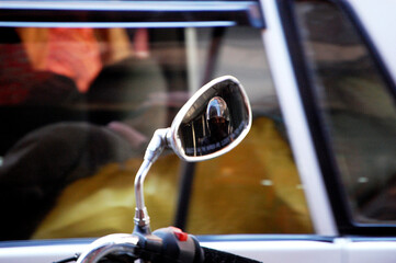 Obraz premium bike mirror reflection