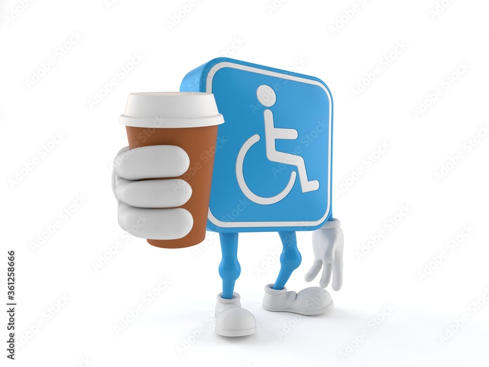 Canvas Prints handicapped character holding coffee cup