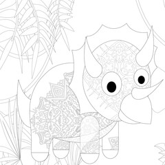 Spinosaurus Dinosaur. Dino Coloring Pages. Animal coloring book pages for Adults.