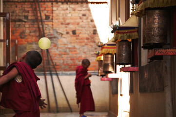 buddhist monks playing