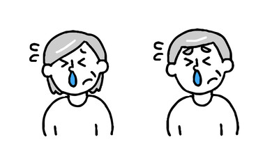 鼻水が垂れるシニア男性女性セット（シンプル）