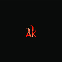 logo initial AK  Real Estate home vector
