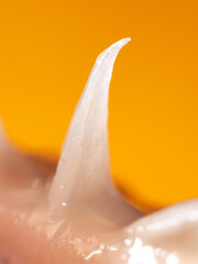 Trout fish teeth on a yellow background.