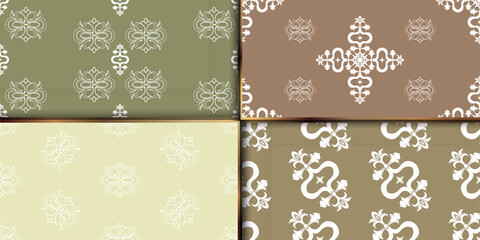 Set seamless color damsk pattern. Allover vector design for fabric, apparel textile, interior, wallpaper, phone case.