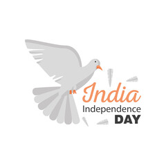 dove of happy india independence day detailed style icon vector design