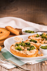 Friselle with turnip tops and hummus.
